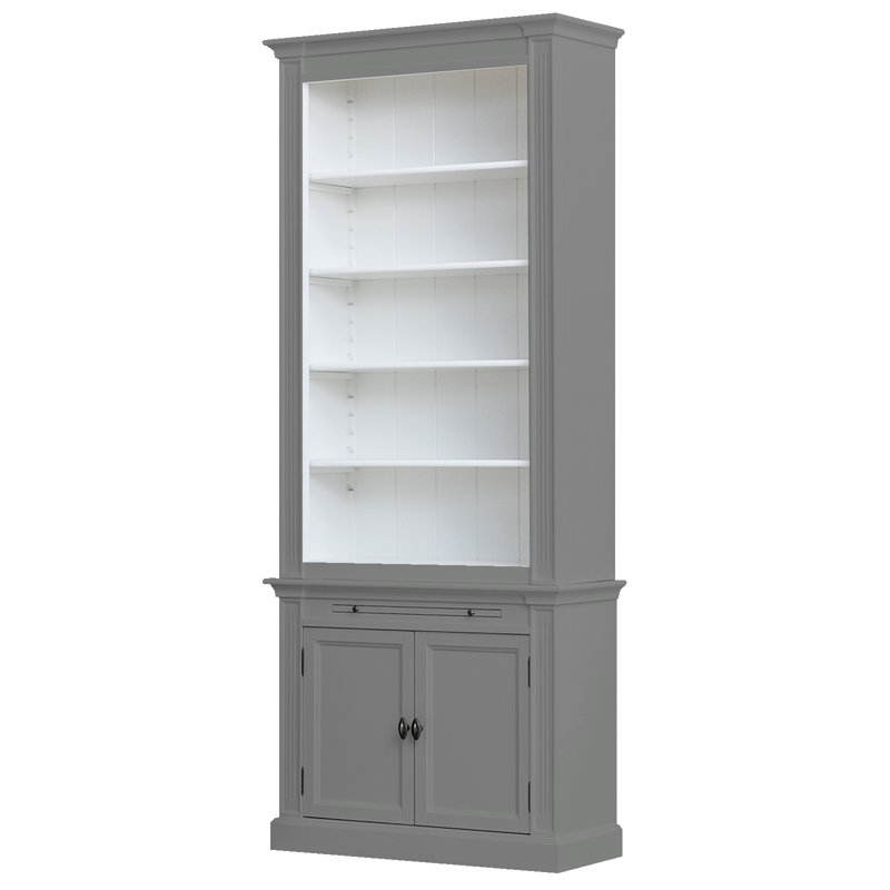Beven 240cm H x 100cm W Library Bookcase, Light Grey/White