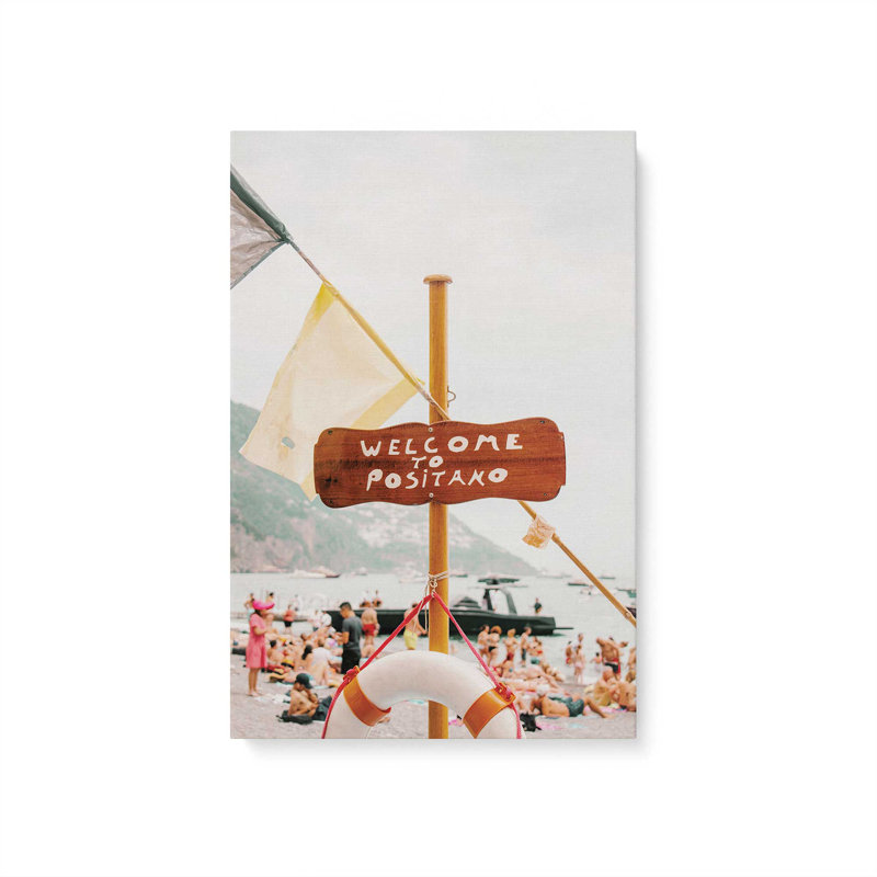 Reproduction sur toile Positano Welcome, dans un cadre doré poli, 30 po x 20 po, H 36 po x l 24 po x P 1,25 po, Toile tendue