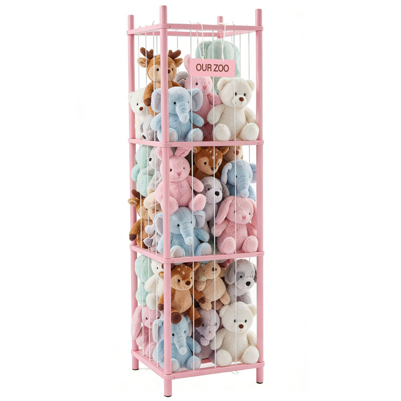 54"H Stuffed Animal Storage Zoo, Large Capacity Toy Organizer for Kids, Space-Saving Gift for Playroom, Bedroom, Nursery