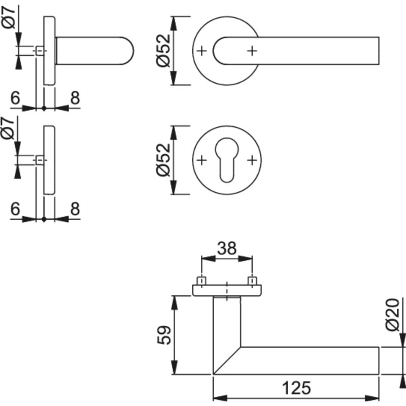 Keyed Right Hand Door Handle, Satin Stainless Steel