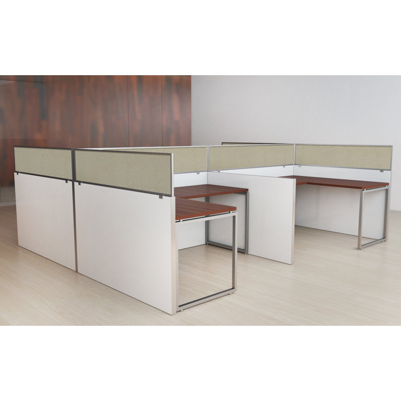 Panneau d'intimité acoustique avec grand support, 18" H x 72" lx 0.63" D, Naturel, Aluminium