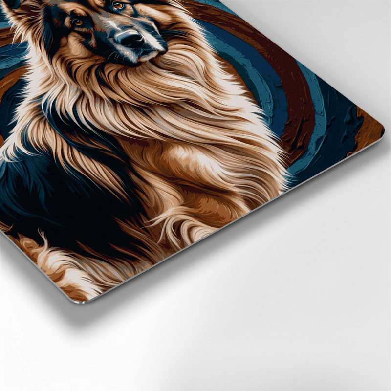 «Dogs Central Asian Shepherd Dog», art mural en métal gris, H 12 po x l 12 po