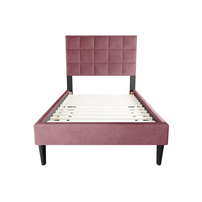 Lit simple moderne en mélange de lin - 12 supports et tête de lit ajustable pour un repos paisible avec une texture douce et confortable