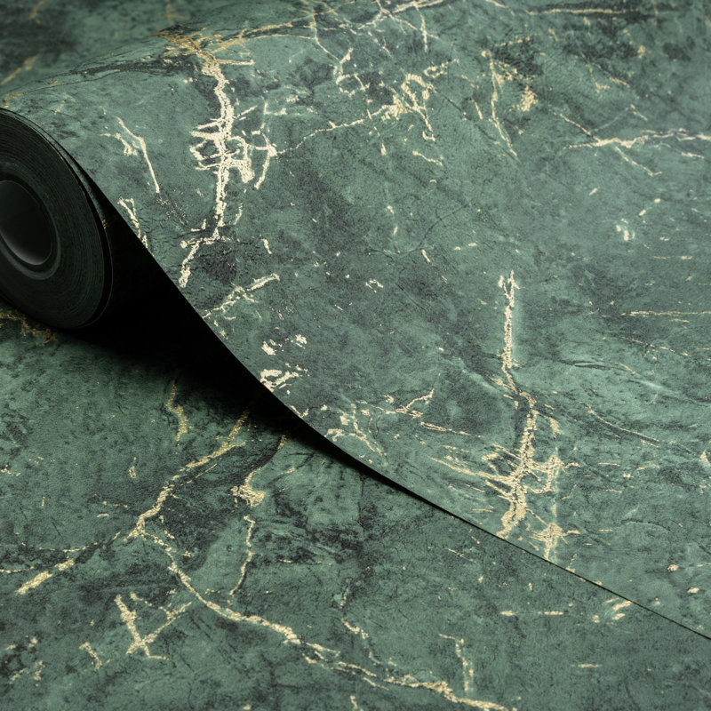 Textured Vibes Collection  Marble Texture Wallpaper Roll, Green