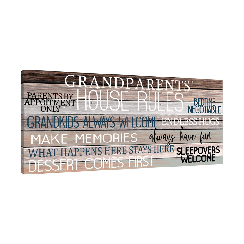 «Grandparents House Rules», toile tendue par Kimberly Allen 15006, H 24 po x l 48 po x P 1,5 po