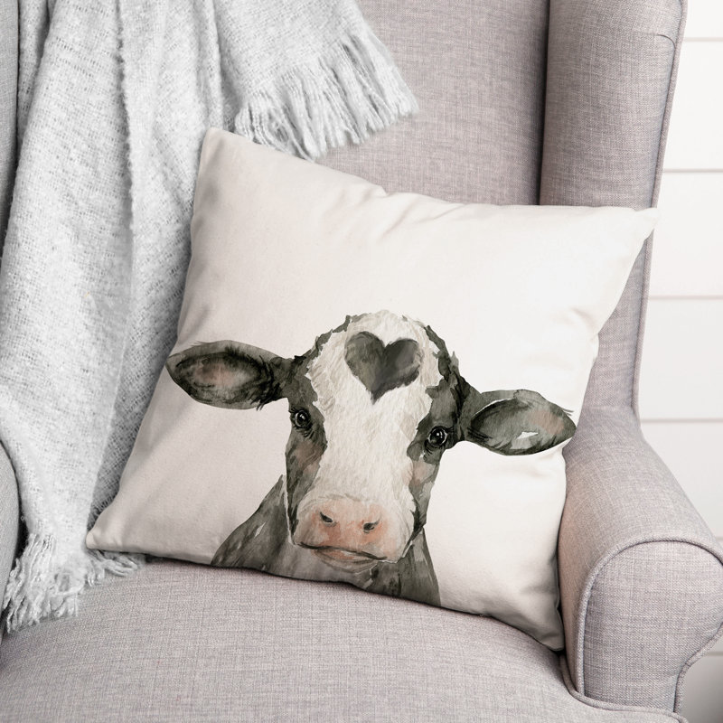 Coussin Cow / Heart, H 18 po x l 18 po, Carré