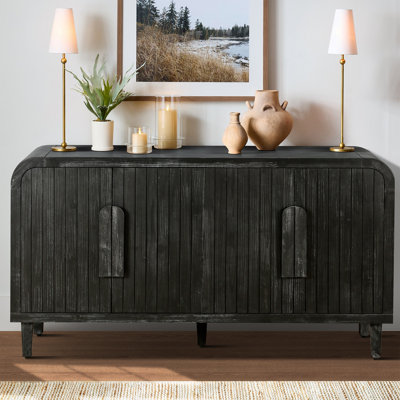 Curved Storage  Sideboard With Wooden Handles