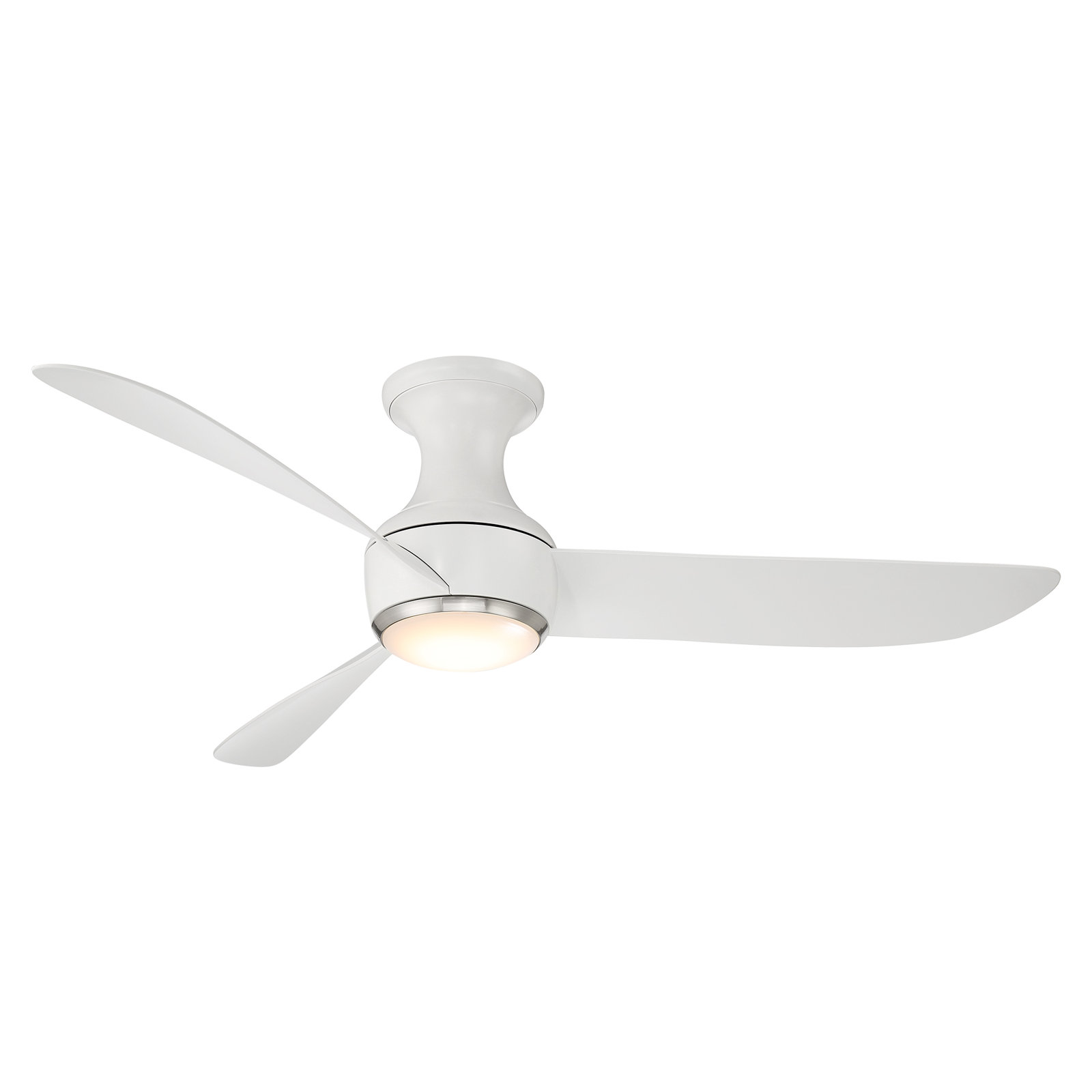 Corona 3 - Blade Outdoor/Indoor Smart Flush Mount Ceiling Fan with Remote Control and Dimmable LED Light Kit Included , 52"