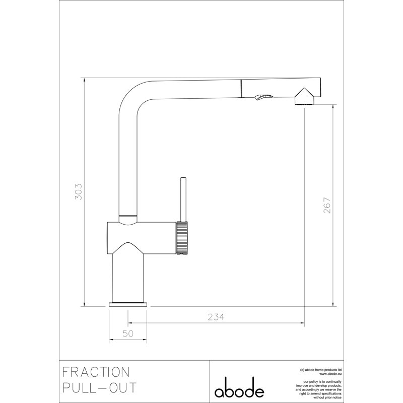 Abode Fraction Single Lever Pull Out Spray Tap, Brushed Nickel