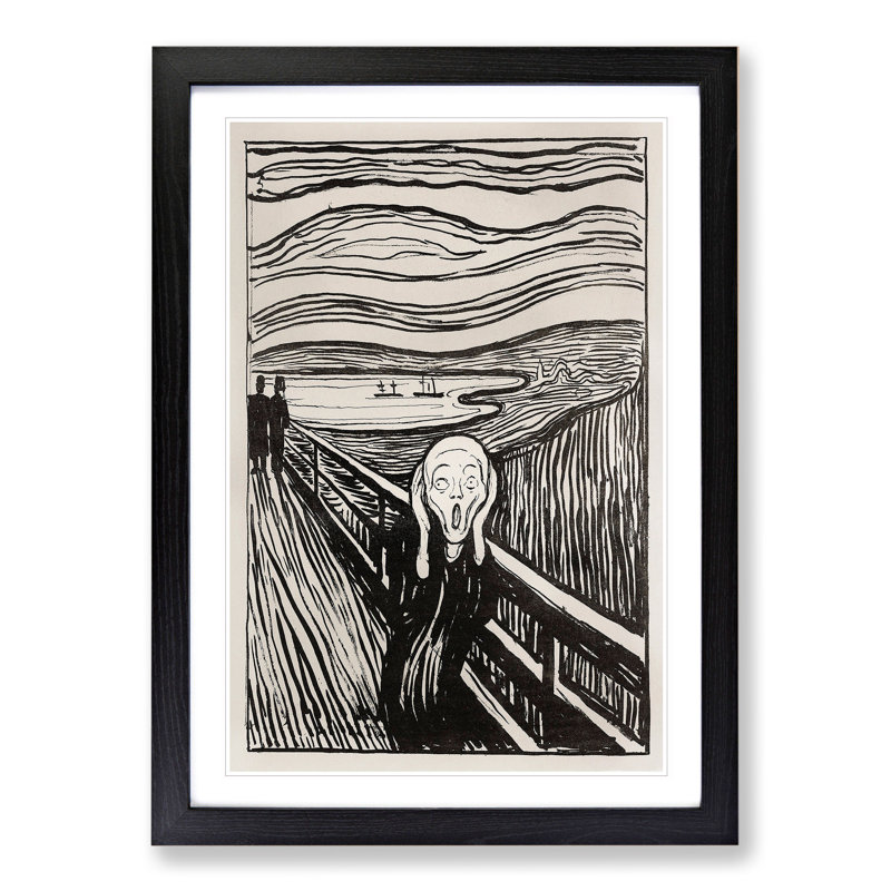 The Scream Sketch by Edvard Munch - Framed Print, 65cm H x 48cm W x 2cm D, Black Framed