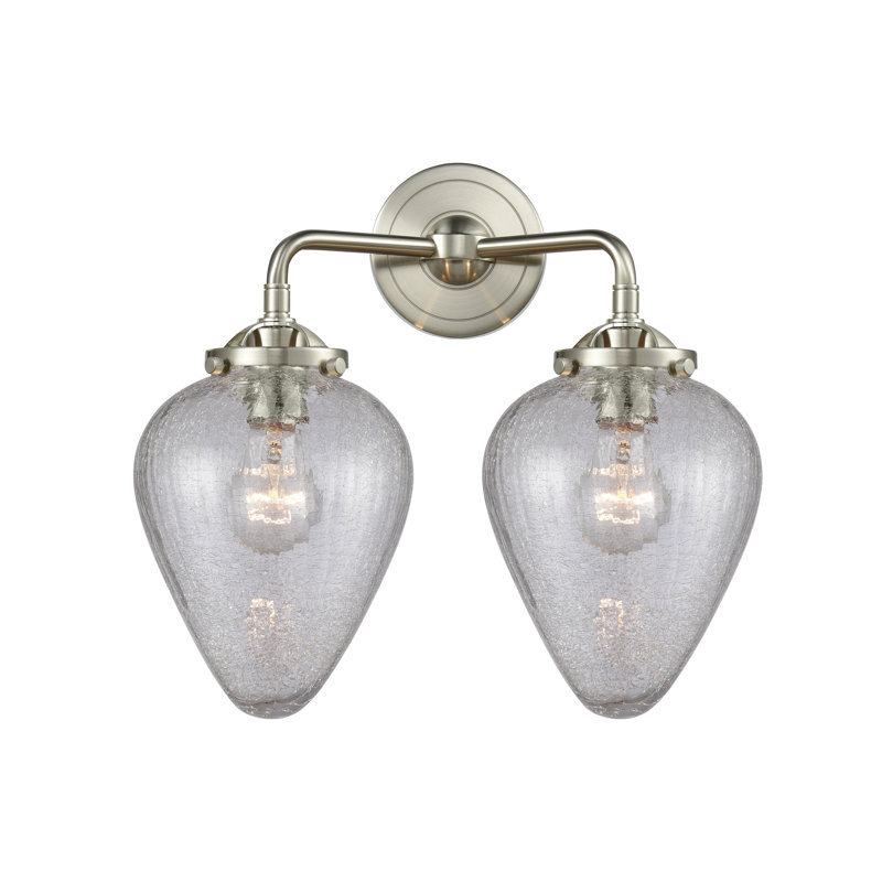 Éclairage pour salle de bain 2 lumières Shauna, Nickel satiné brossé, Incandescent