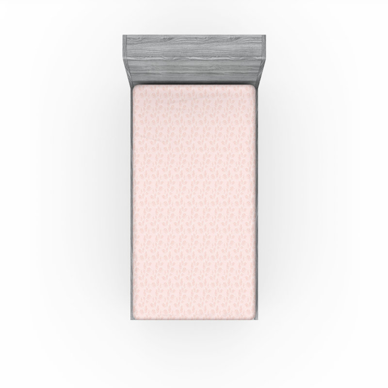 Drap-housse Ambesonne, Rose pâle, blanc / floral, Drap-housse simple TG