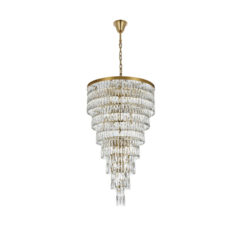 Lustre rectangulaire 32 pouces Iva , Or satiné