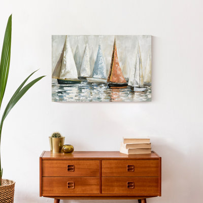 Voiliers en sourdine sur l'eau - peinture sur toile