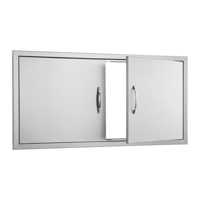 42" Stainless Steel BBQ Access Door - Double Flush Mount Outdoor Kitchen Cabinet for Grilling Station & Island