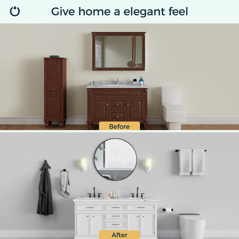 Metal Flat Wall Mirror, Black