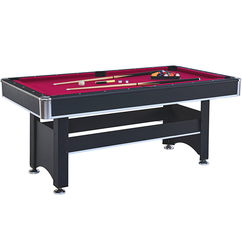 6-Ft Pool Table With Table Tennis Top - Black With Red Felt, Red