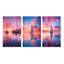 "Voilier blanc, rose, bleu, coucher de soleil, réflexion I", 3 pièces sur toile-1517563083-1517563082