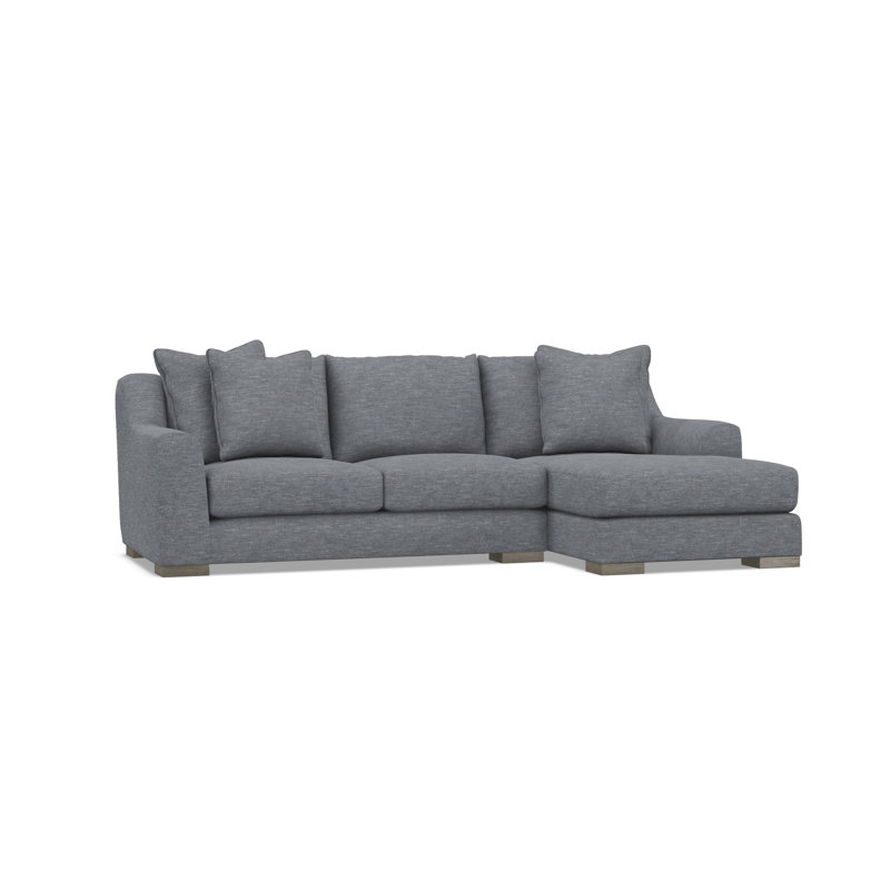 Gabi 3-Piece Fabric Sectional, Gray Polyester Blend, 35" H x  105" W x 63.5" D, Right Hand Facing