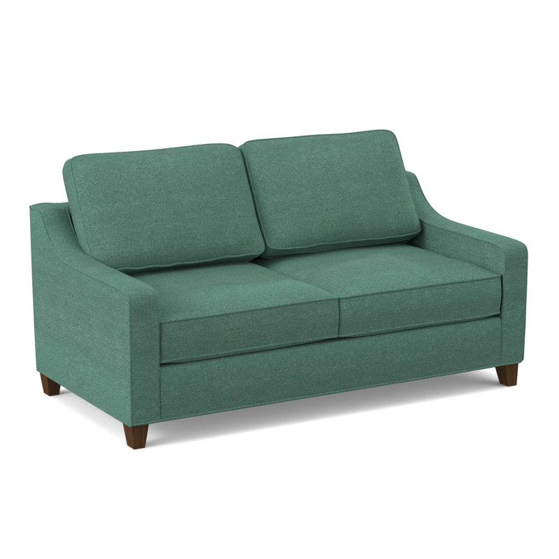 Clark 74" Square Arm Sofa with Reversible Cushions, Montana Walnut, Antic Lagoon