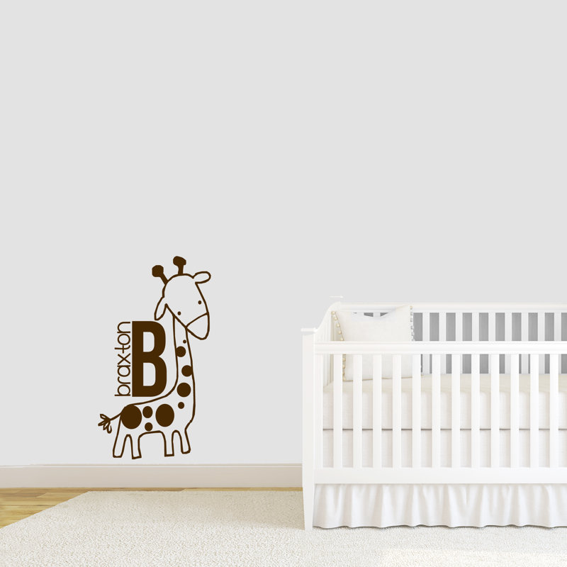 Adhésif décoratif girafe personnalisé, Brun chocolat, Oui