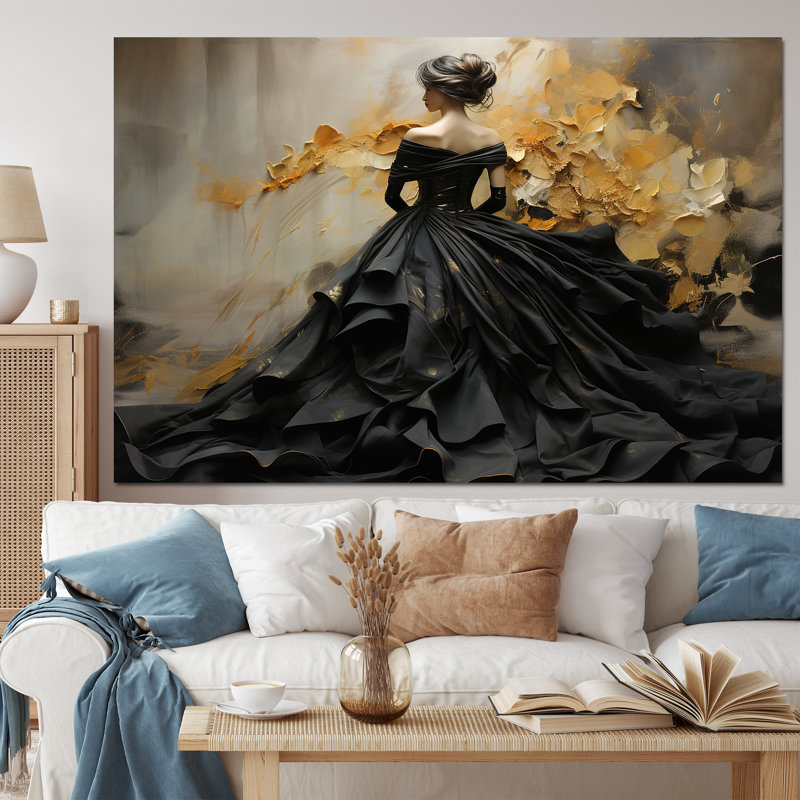 «Fashion Elegance Unveile Gold» - Art mural sur toile