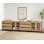 Buffet moderne avec tablettes réglables et 6 tiroirs, armoire de rangement 4 en 1 avec portes en verre, armoire à café pour la cuisine