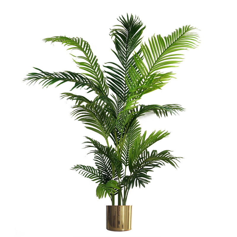 180cm Faux Palm Tree in Metal Pot, Gold