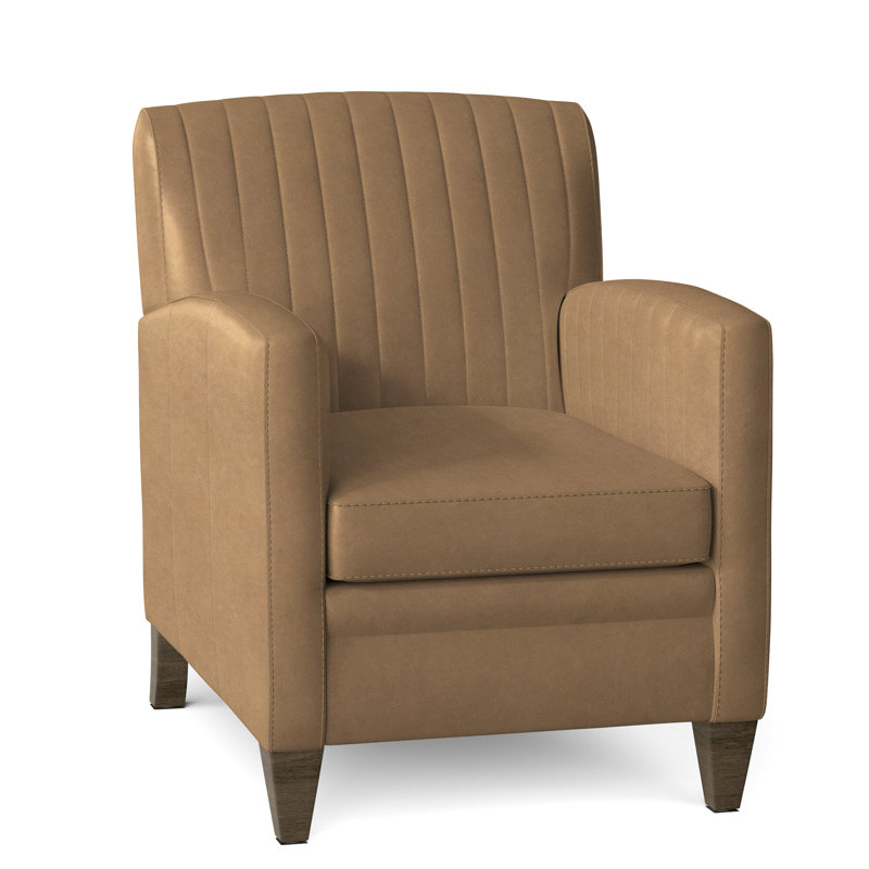 Fauteuil club en cuir véritable de 27,5 po Barnabus, Cuir véritable Fumo Aline, Pavées