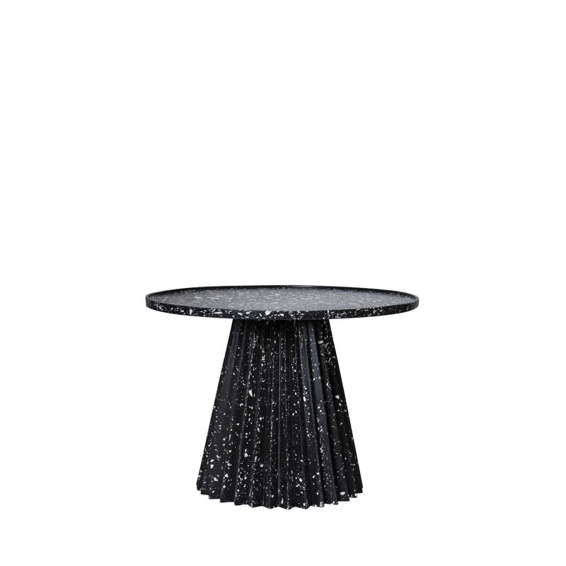 MashT Terrazo Pedestal End Table, Black/White, 22" H x 24" W x 24" D