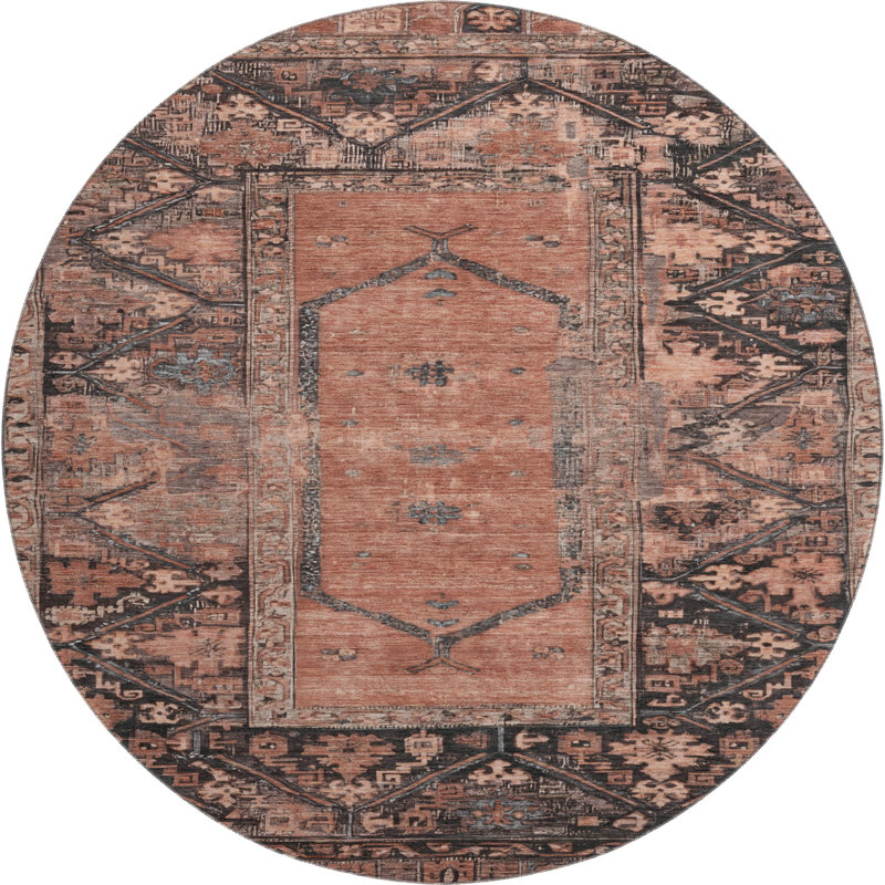 Premium Machine Washable Lubbers AMF1727 Global Rug, Round 8'