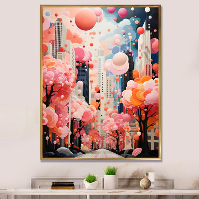Bubble Gum Cityscape Horizon II - City Art Deco Wall Art
