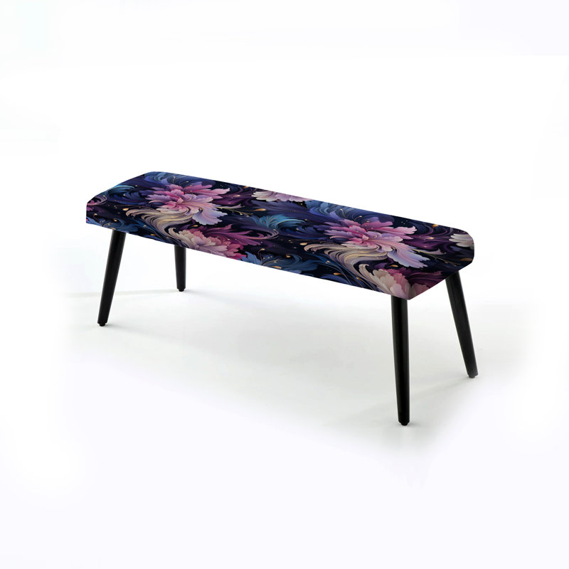 Lace Veil - Banc rembourré, Astral Blue Purple Damask Radiance