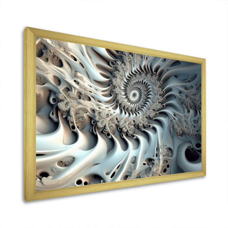 Fractal Futuristic Architecture - Fractals Wall Art Living Room, H 24 po x l 32 po x P 1 po, Cadre doré à une seule photo