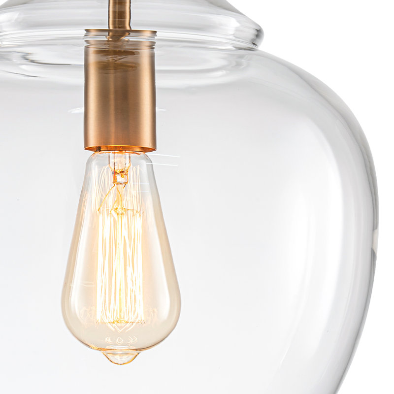 Kazal 1-Light Clear Glass Single Pendant, Gold