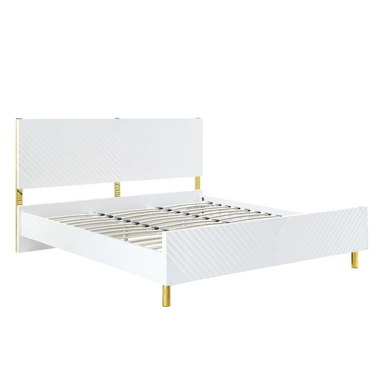 Lit plateforme Gaines, Blanc, Très grand