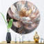Marbre rose doré, pivoine fleur III - marbre abstrait, art mural rond en métal-88629126