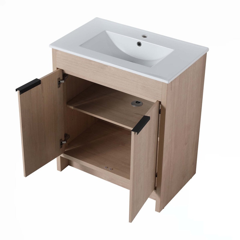 Meuble-lavabo autoportant avec lavabo en céramique