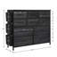 Industrial Storage Chest of 10 Drawers, Fabric Drawer Organizer with Side Pockets & Hooks, Metal Frame Storage Unit for Bedroom Living Room
