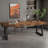 Nut-brown + Black Rectangular Solid Wood desk-1578379816