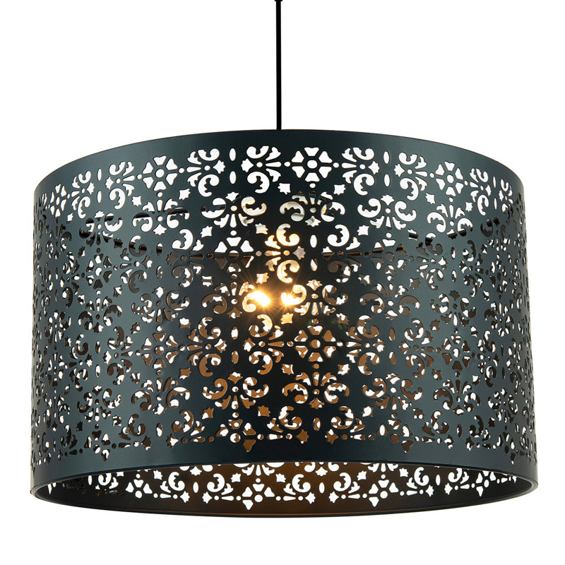 25cm H Metal Drum Lamp Shade ( Screw On ), Black