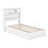 Akanthou Solid Wood Storage Bookcase Platform Bed with Footboard & Under Bed Drawers-725538331-725538330