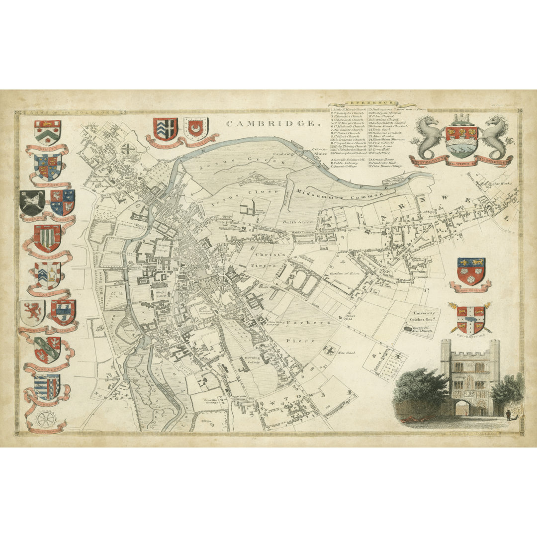 Map of Cambridge - Wrapped Canvas Art Prints