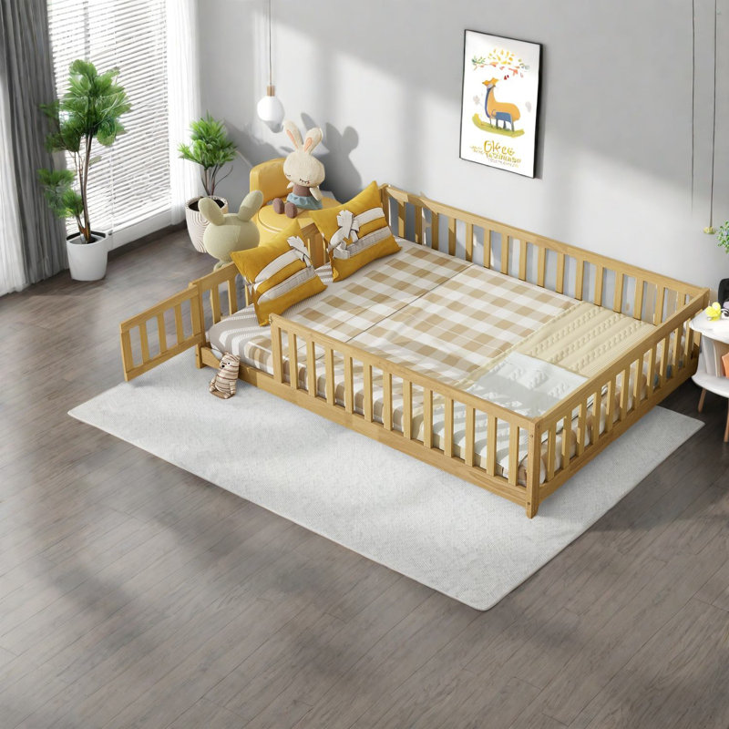 Lits en bois d'hévéa peu encombrants, lit de style naturel pour la famille