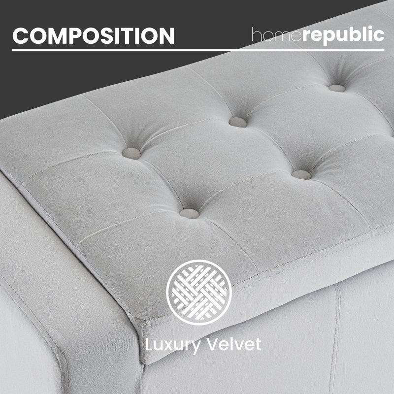 Polyester Upholstered Bench, Silver