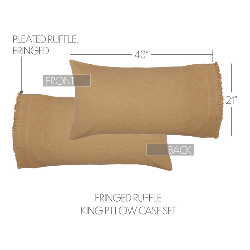 Burlap Natural 100% Cotton Pillowcase, King, Natural