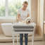 Dog Bathtub, Elevated Dog Bath Tub, 2 in 1 Collapsible Pet Bathing Grooming Wash Station, Portable Foldable Space-saving, Built-in Drain Outlet with Drain Hose for Small Pet Cat, Gray & White