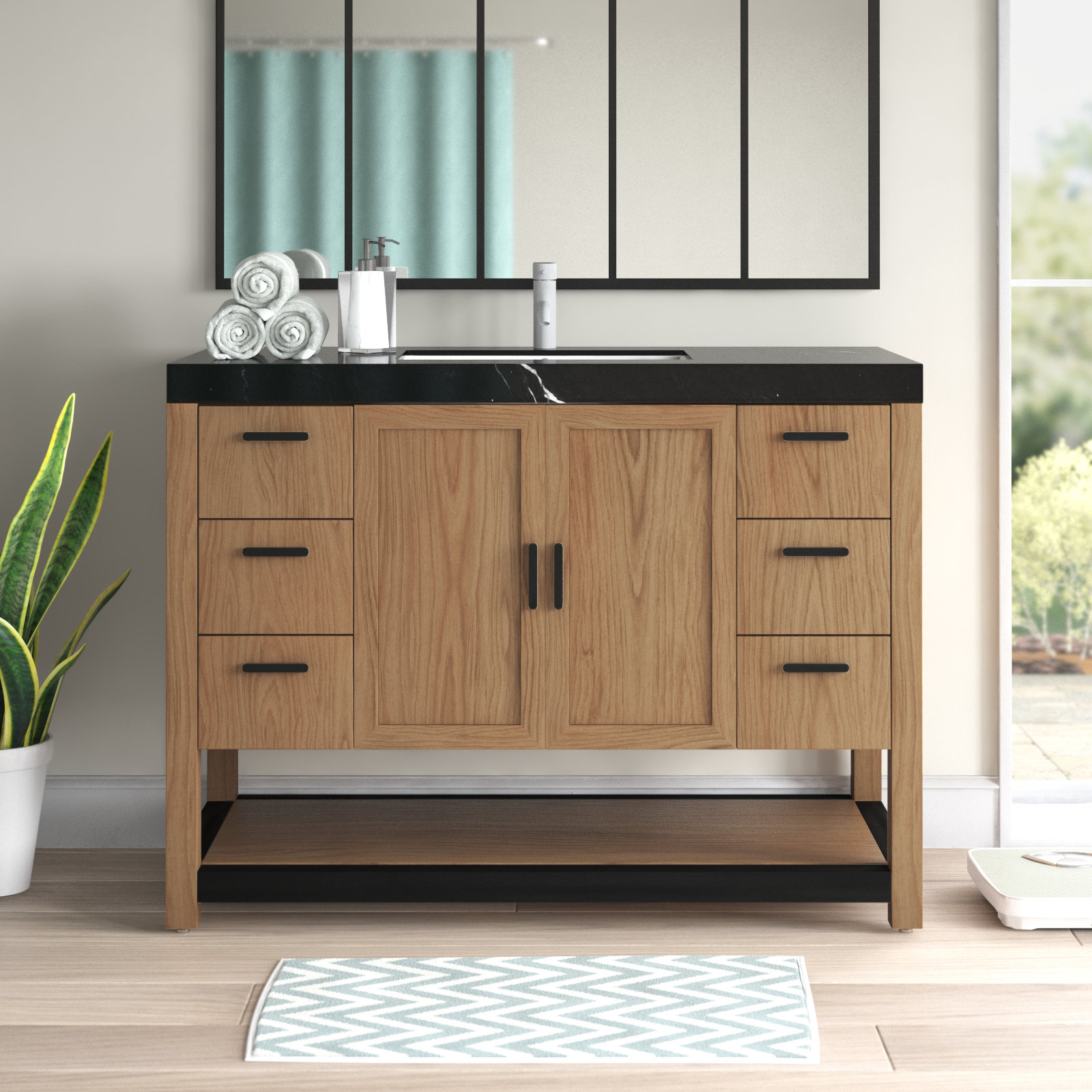 The Twillery Co.® Macon 48" Pecan Oak Freestanding Modern Bathroom