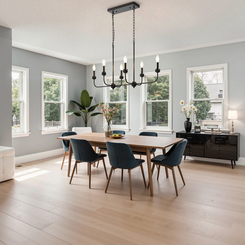 Candle Style 6 - Light Linear Kitchen Island Pendant Dining Room Chandelier