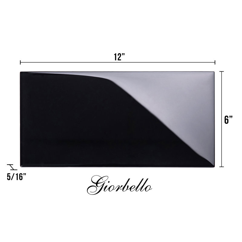 6" x 12" Glass Subway Tile, Black